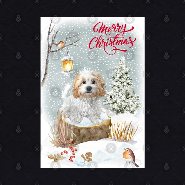 Maltipoo Merry Christmas Santa Dog by Puppy Eyes